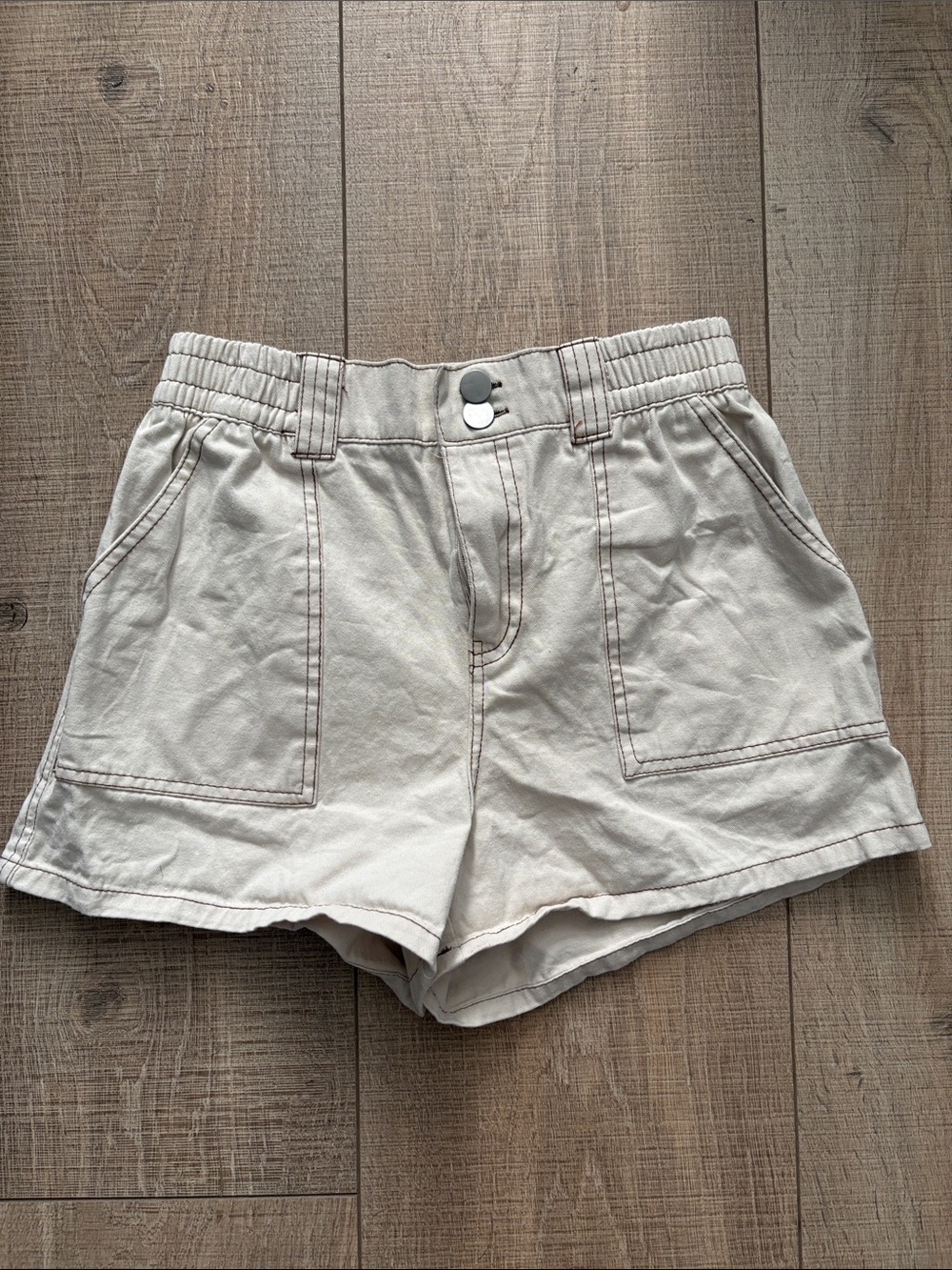 Full Tilt Cream High-Waist Casual Shorts